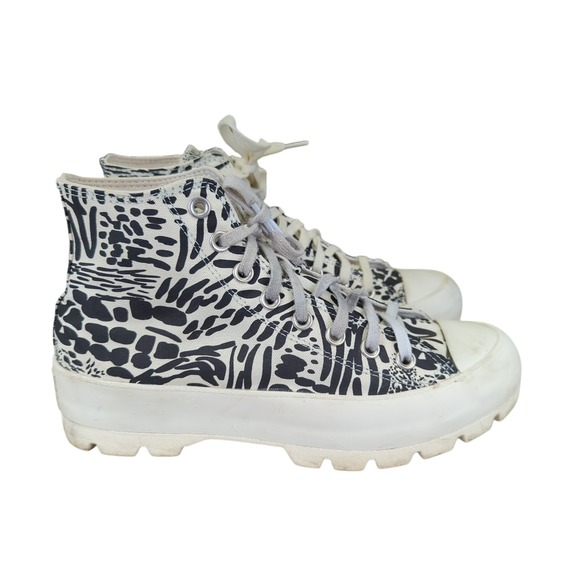 Converse‎ CTAS Lugged Zebra Print Platform High Top Sneakers Women's 9 Animal - Picture 1 of 8